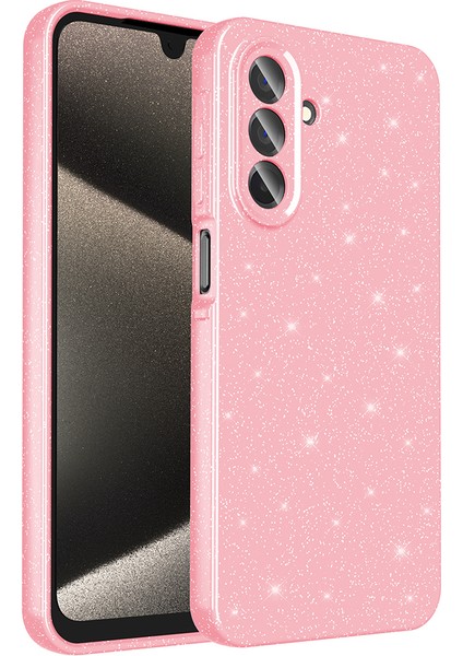 Spia Galaxy A26 Kılıf Kamera Korumalı Simli Lüks Spıa Koton Kapak - Açık Pembe