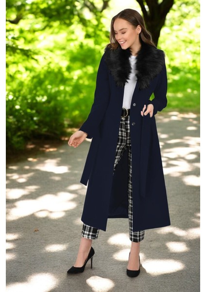 Kışlık Yakası Kürklü Kaşe Kaşmir Kaban