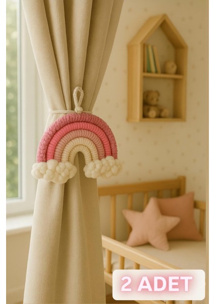 2’li El Yapımı Perde Fon Tutucu |oda Süsü – Makrome Bebek, Çocuk, Yenidoğan Odası Aksesuarı