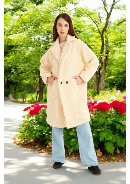 Kışlık Düğmeli Şık Peluş Ceket