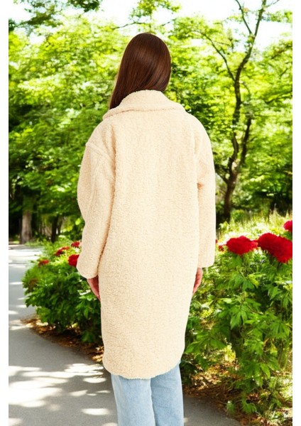 Kışlık Düğmeli Şık Peluş Ceket