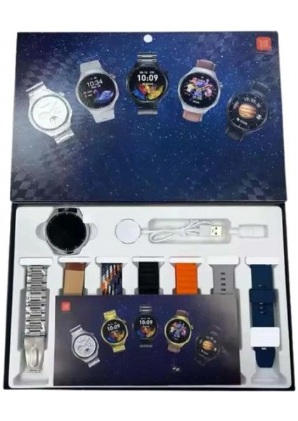 Unısex Yuvarlak Ekranlı 7 Kordonlu Akıllı Saat Gps Destekli Çoklu Kordon Seçeneği fırsatları