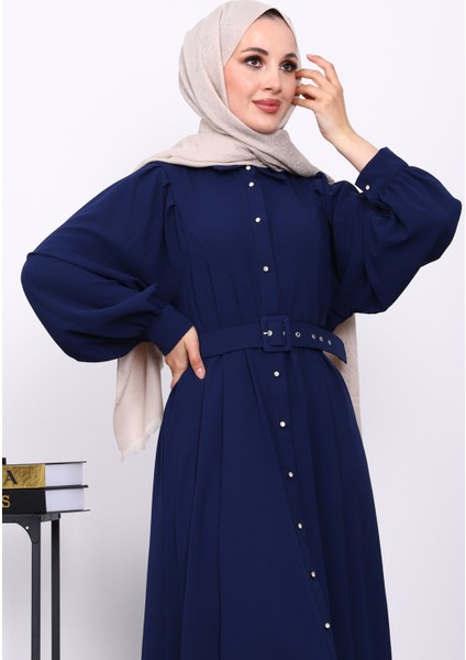 Lacivert Bel Kemerli Elbise modelleri