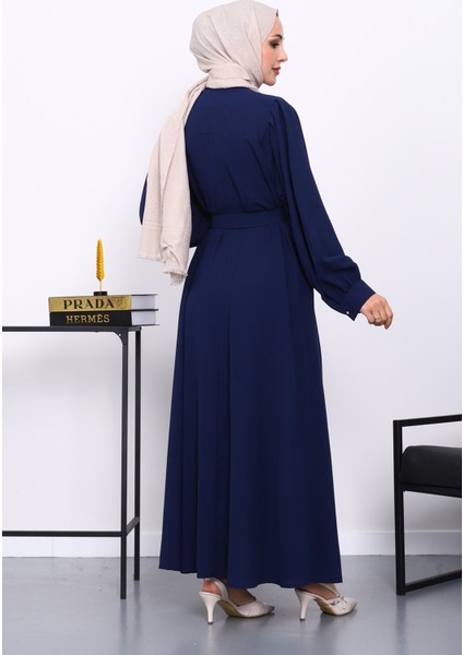 Lacivert Bel Kemerli Elbise fırsatları