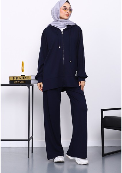 Lacivert Fermuarlı Tunik Pantolonlu Takım fiyatları