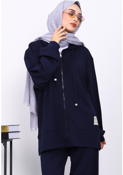 Lacivert Fermuarlı Tunik Pantolonlu Takım modelleri