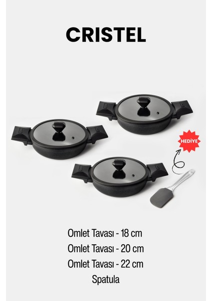 Cristel 7 Parça Sahan Seti Siyah modelleri
