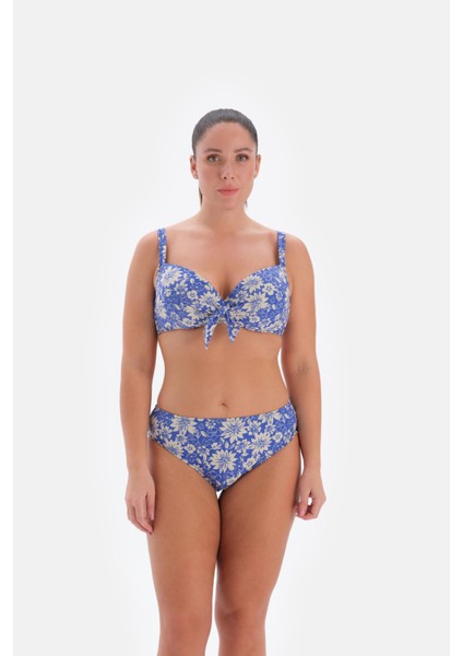 Destekli Büyük Beden Çiçek Desenli Bikini Takımı