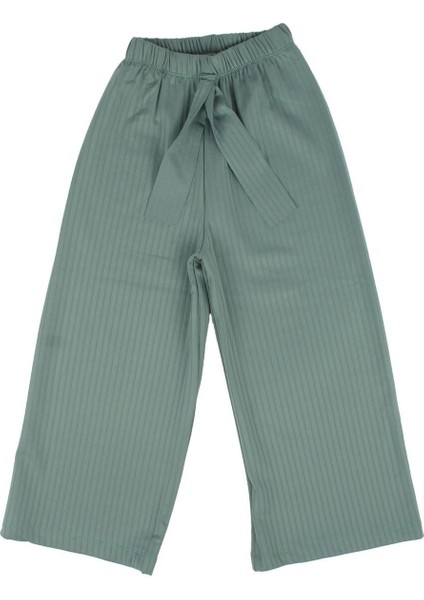 Kız Çocuk Yeşili Fitilli Bol Paça Tayt Pantolon - 1015635