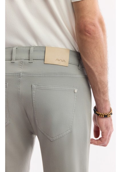 Erkek Açık Haki Klasik Bel Soft Touch Pamuklu Slim Fit Pantolon B003038