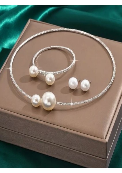 Gümüş Kaplama Şık ve Zarif Inci Set modelleri