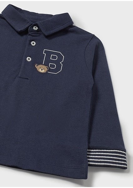 Lacivert Erkek Bebek Polo Yaka Uzun Kollu Tişört 2101 modelleri