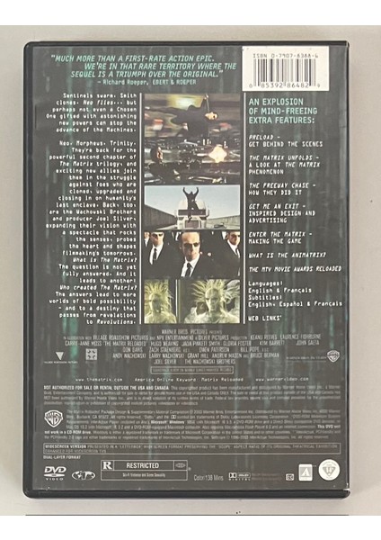 Matrix Reloaded Widescreen Edition Çift DVD (Orijnal Dönem Baskı Dvd) modelleri