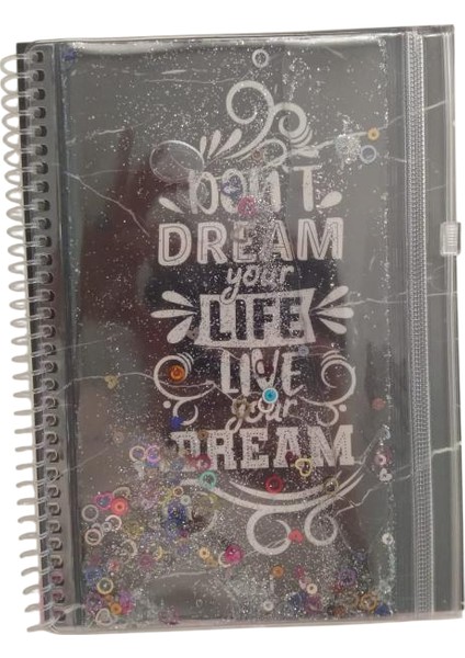 A5 Boy Simli ve Sulu Şeffaf Kalemlikli Defter