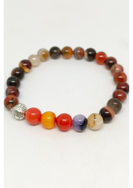 Doğal Taşlı (Akik, Ametist, Sitrin ve Pembe Kuvars) Çakra Bileklik