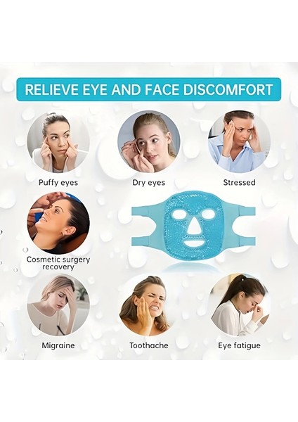 Terapi Jel Yüz Maskesi Soğuk ve Sıcak Boncuklu Ayarlanabilir Maske (Mavi) ( Lisinya )
