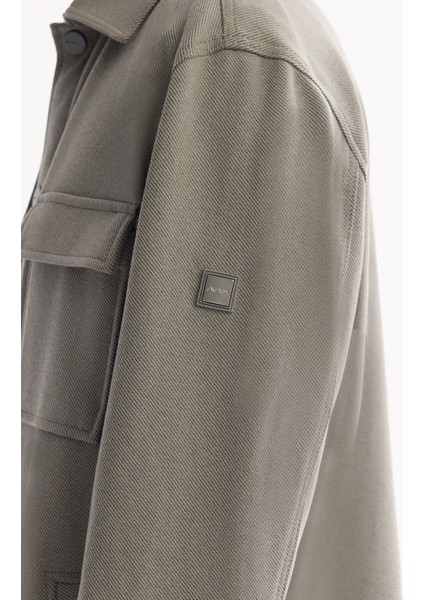 Erkek Gri Yeşil Klasik Yaka Pamuklu Comfort Fit Gömlek Ceket A52Y2092