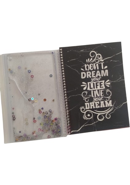 A5 Boy Simli ve Sulu Şeffaf Kalemlikli Defter modelleri