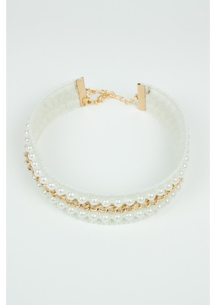 Inci ve Zncir Detay Choker Kolye modelleri