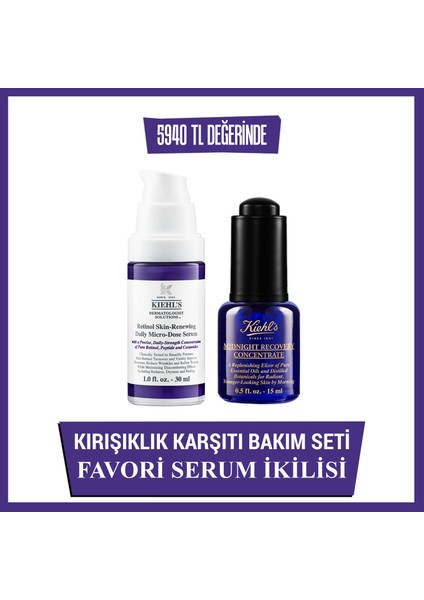 Retinol Serum ve Midnight Recovery Gece Serumu Gece & Gündüz İkili Seti