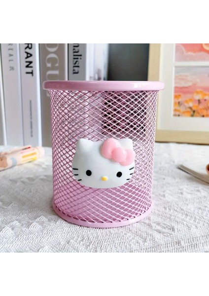 Hello Kitty Figürlü Masa Üstü Metal Yuvarlak Model Kalemlik