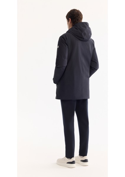 Erkek Lacivert Kapüşonlu Su İtici Rüzgar Geçirme -7°C Dayanıklı Regular Fit Mont A52Y6126