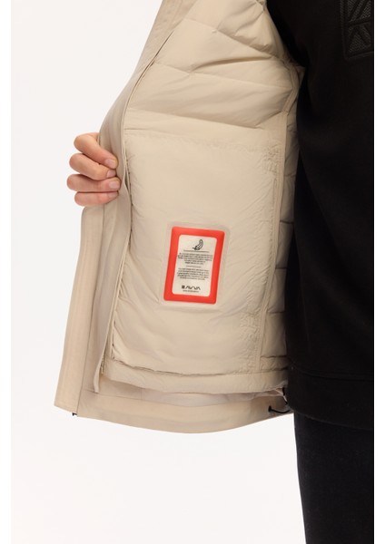 Erkek Bej Kapüşonlu Fonksiyonel Çift Kullanım Suİtici Rüzgar Geçirmez Mevsimlik Mont A52Y6096