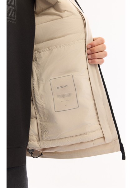 Erkek Bej Kapüşonlu Fonksiyonel Çift Kullanım Suİtici Rüzgar Geçirmez Mevsimlik Mont A52Y6096