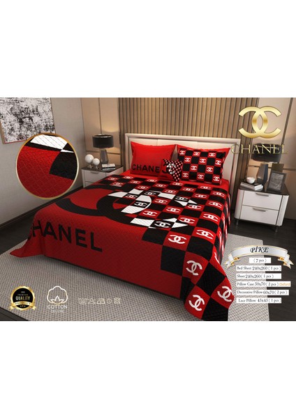 Lüks Pamuklu Saten Pike Takımı Çift Kişilik 3D Dijital Baskılı 6 Parça – Lüks Duvet Cover Set Mode fiyatları