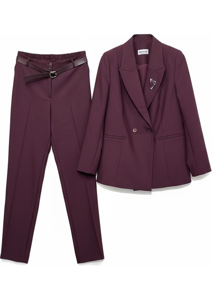 Kadın Şık Siyah Blazer Ceketli Pantolon Takım Zarif Günlük Model