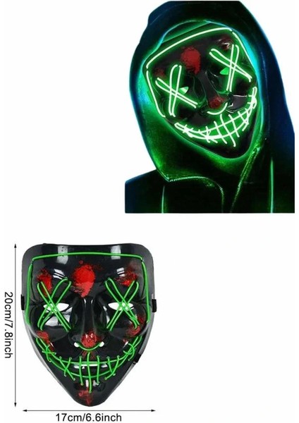 LED Işıklı Neon Maske Cadılar Bayramı Maskesi Korkunç Korku Maskesi indirimleri