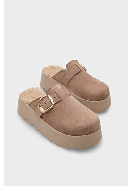 Leticia Kürklü Süet Görünümlü Kadın Sabo