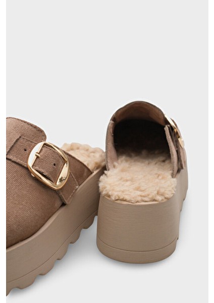 Leticia Kürklü Süet Görünümlü Kadın Sabo modelleri