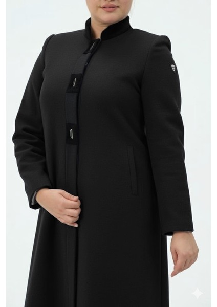 Şermin Büyük Beden Kadın Tesettür Düğmeli Kaşmir Manto modelleri