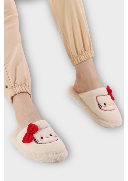 Hellokitty Figürlü Sıcak Tutan Kışlık Kadın Ev Terliği Beyaz - Kırmızı fiyatları