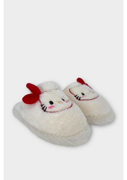 Hellokitty Figürlü Sıcak Tutan Kışlık Kadın Ev Terliği Beyaz - Kırmızı modelleri