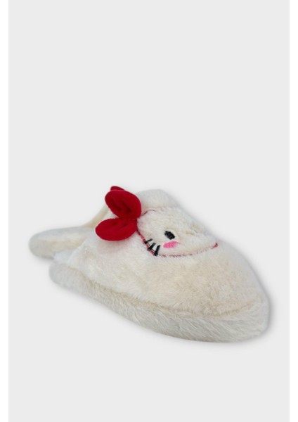 Hellokitty Figürlü Sıcak Tutan Kışlık Kadın Ev Terliği Beyaz - Kırmızı indirimleri