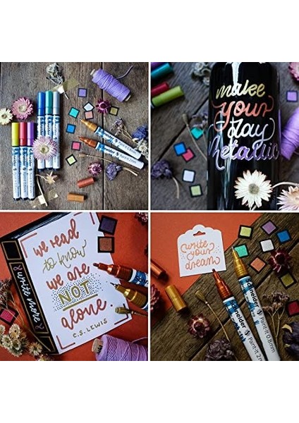 Metalik Marker 4'lü Set (Set 2, Çizgi Kalınlığı 0,8 Mm, Yeni Pigment Teknolojisi, Güçlü Parıltı Efekti) Gümüş,, Bakır, Mor modelleri
