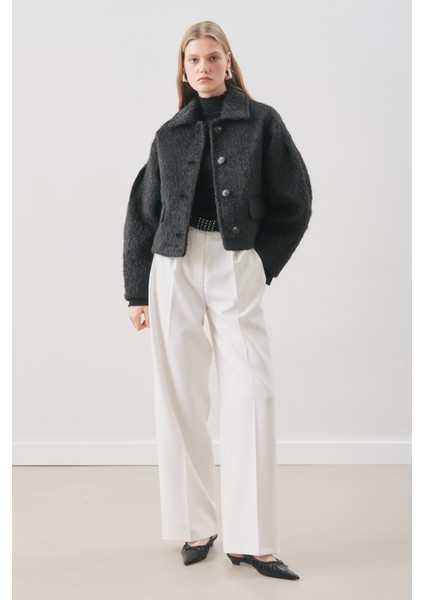 Boucle Kısa Kaban Siyah