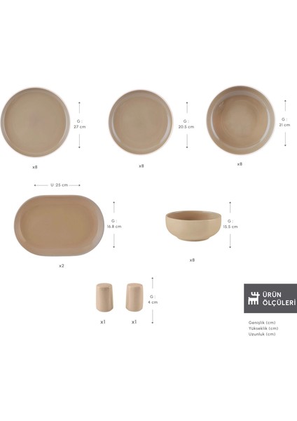 Earth Collection Terra 36 Parça 8 Kişilik Yemek Takımı Bej fiyatları