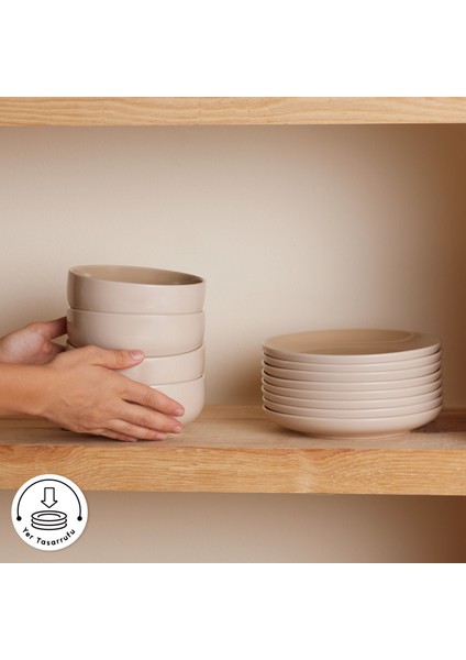 Earth Collection Terra 36 Parça 8 Kişilik Yemek Takımı Bej fırsatları