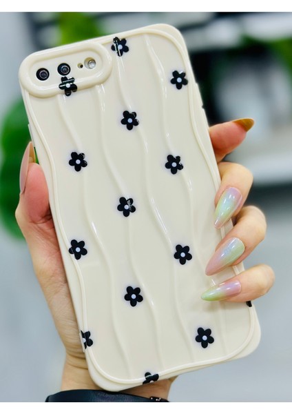 Iphone 7 Plus ve 8 Plus Uyumlu Siyah Papatya Baskılı Lansman Silikon Kılıf fiyatları