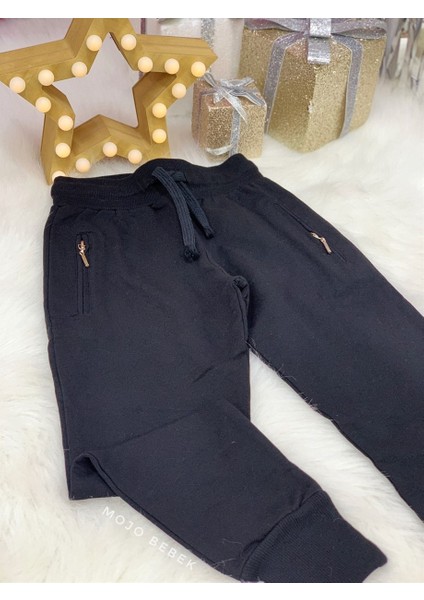 Erkek Çocuk Fermuarlı Cepli Eşofman Altı 04100 Siyah modelleri