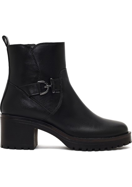 Kadın Siyah Fermuarlı Kalın Topuklu Bot 25WFE251518