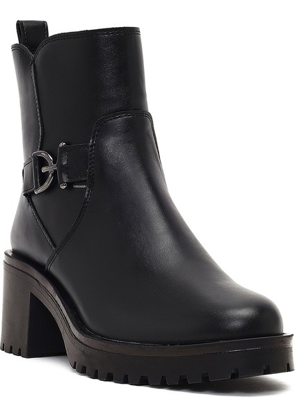 Kadın Siyah Fermuarlı Kalın Topuklu Bot 25WFE251518