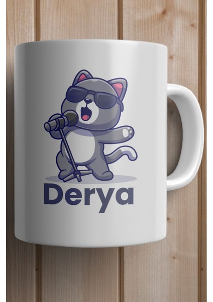 Şarkıcı Kedi Yılbaşı Hediyesi Kişiye Özel Kupa Bardak fiyatları