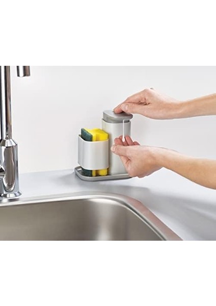 Duo Sabun Dispenseri, Sünger Tutuculu, Mutfak Lavabosu Için El Deterjanı Dispenseri, Gri fiyatları