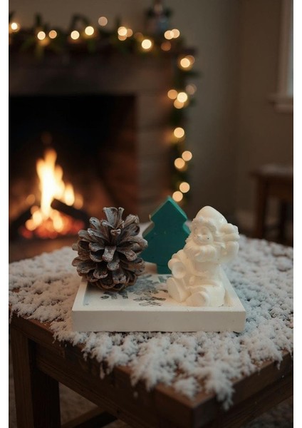 Noel Baba ve Çam Ağacı Tablalı Yılbaşı Mum Seti modelleri