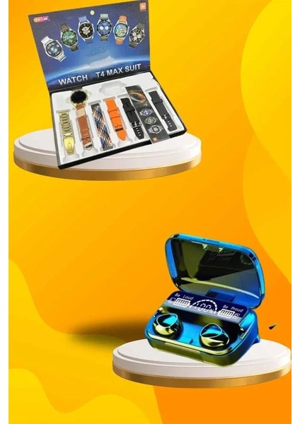 Ucuz Kaliteli Yeni Nesil 7 Kordonlu Akıllı Saat ve Kablosuz Bluetooth Kulaklık Anc Özelliği indirimleri