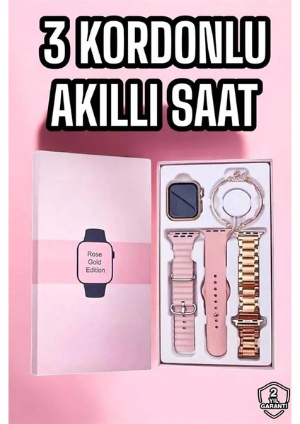 Akıllı Saat Amoled Ekran 3 Kordonlu Aksesuar Hediyeli Sesli Görüşme fiyatları